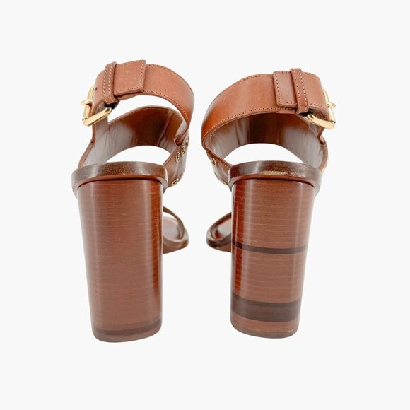 Louis Vuitton Passenger Monogram Sandals EU 41 US 11 Brown Leather LV Block Heel - Picture 6 of 15